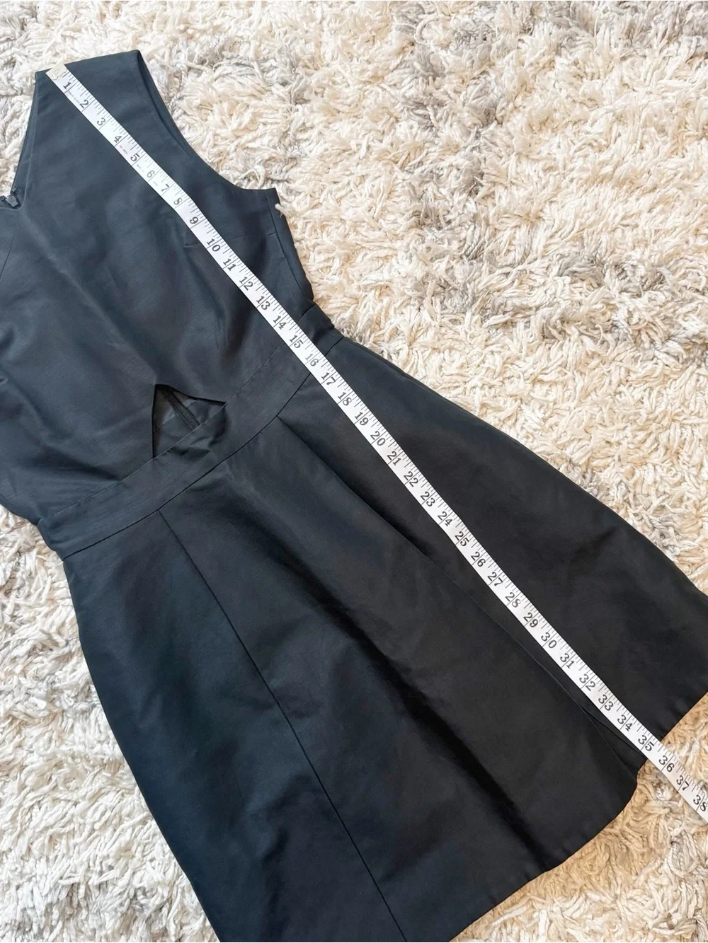 Kate Spade Saturday Black Linen Blend Fit & Flare Mini Dress Sz 4 V-Neck Cutout
